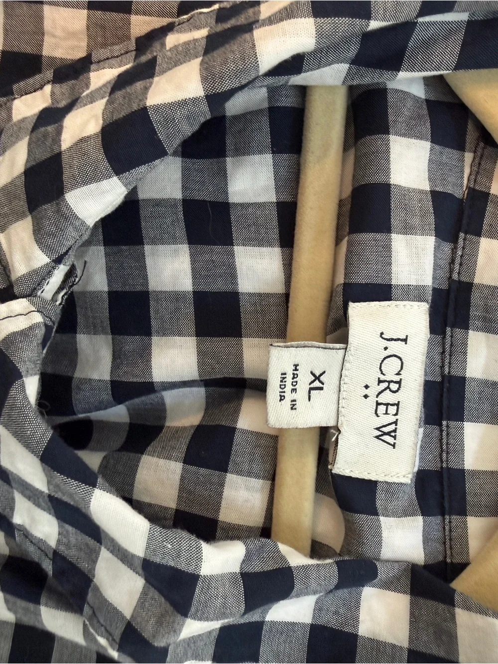J. Crew Men's Navy and White Gingham Button-Down Shirt